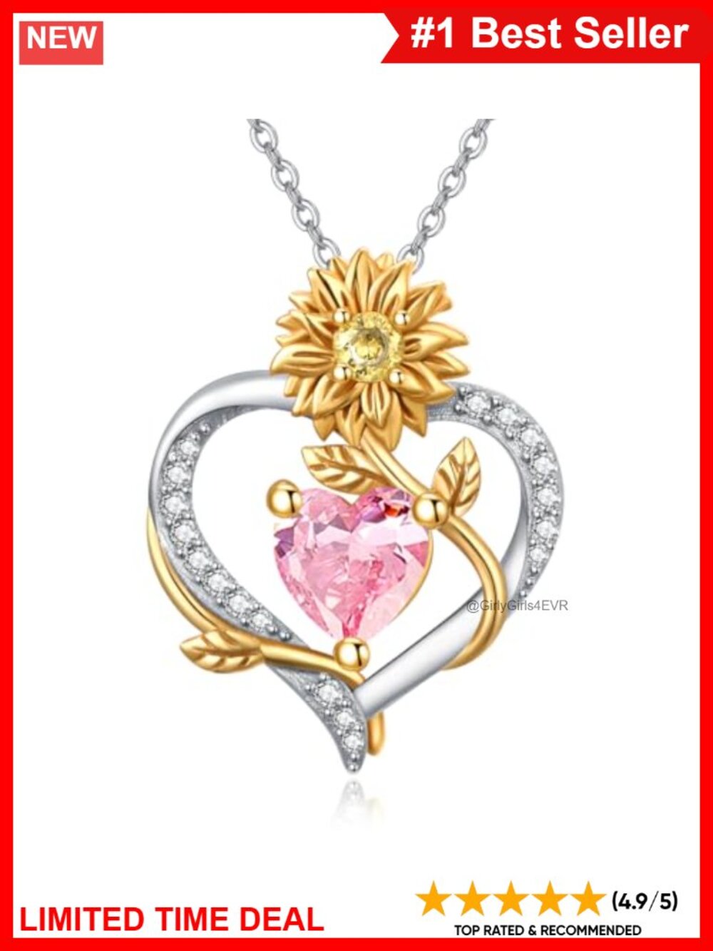 Sterling Silver Sunflower Necklace You Are My Sunshine Pendant Birthstone